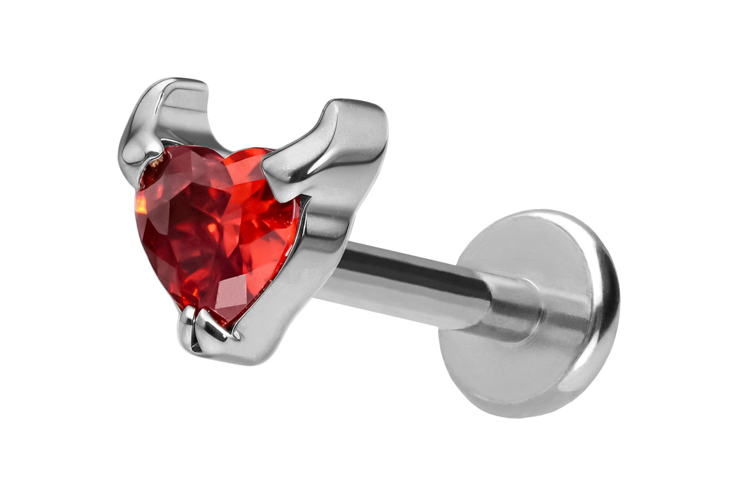 Titan Labret Piercing mit Push Fit TEUFELSHERZ